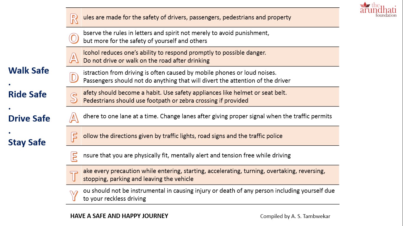 Road Safety – An Acronym – The Arundhati Foundation